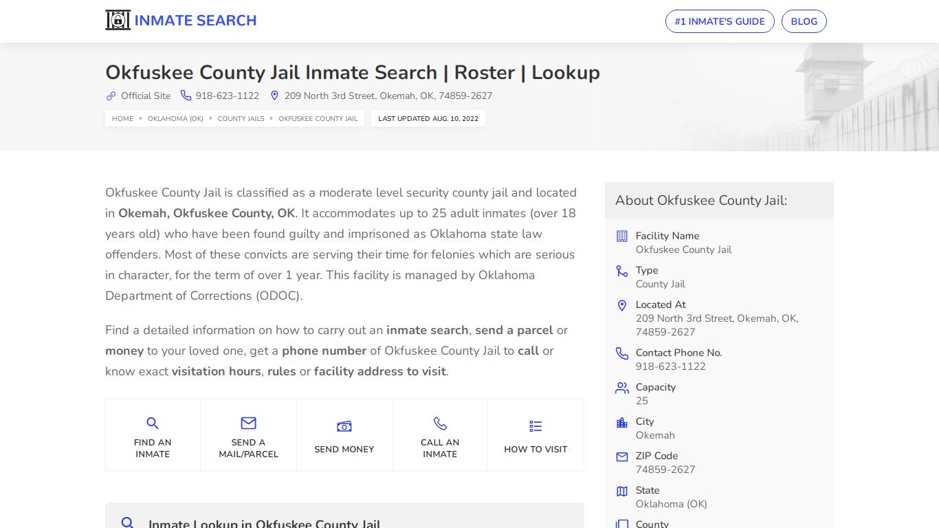 Okfuskee County Jail Inmate Search | Roster | Lookup