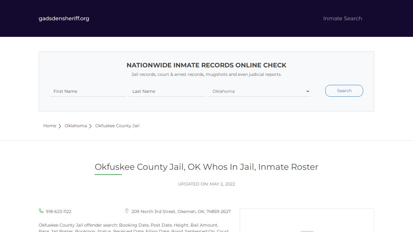 Okfuskee County Jail, OK Inmate Roster, Whos In Jail