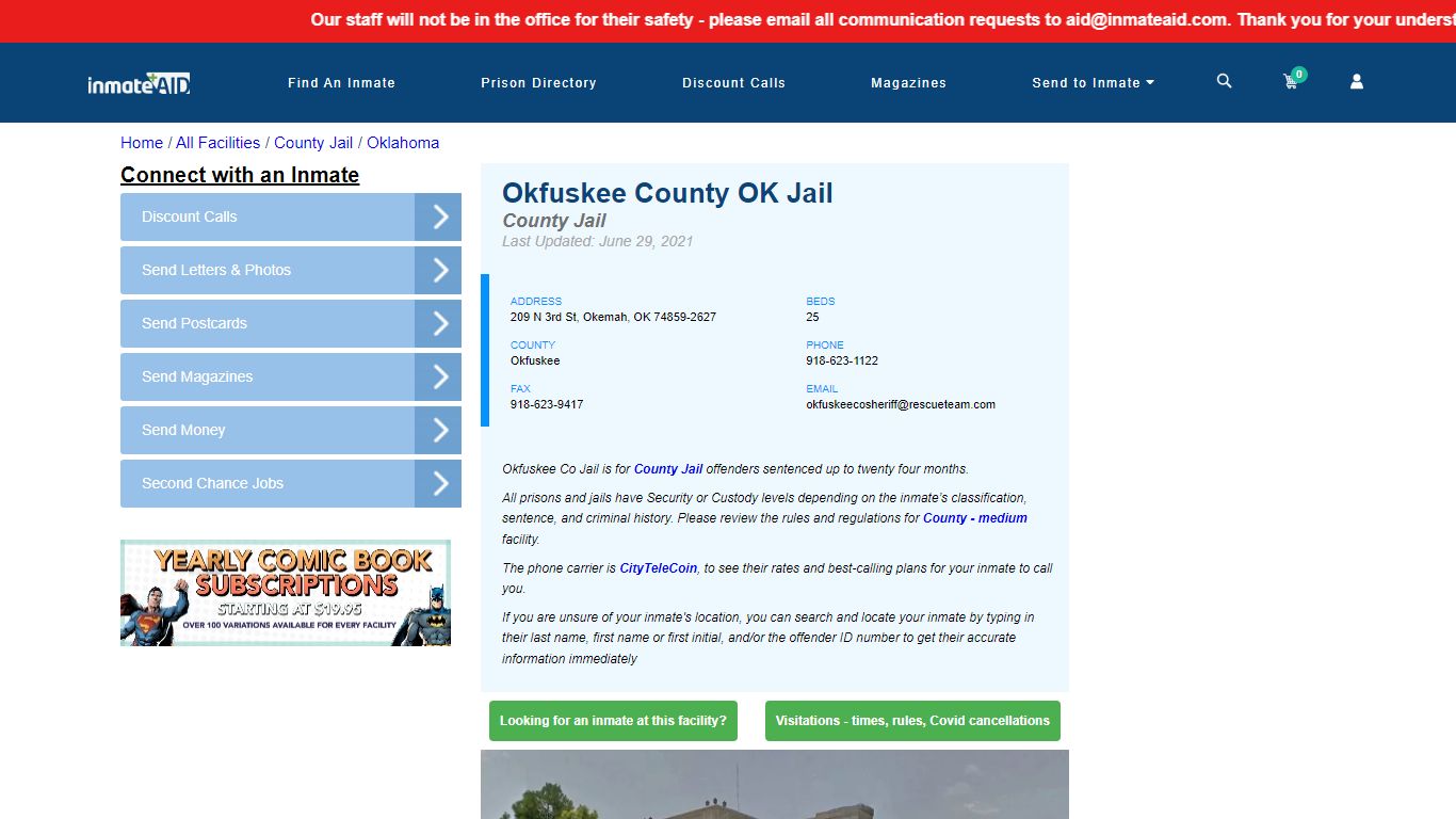 Okfuskee County OK Jail - Inmate Locator - Okemah, OK